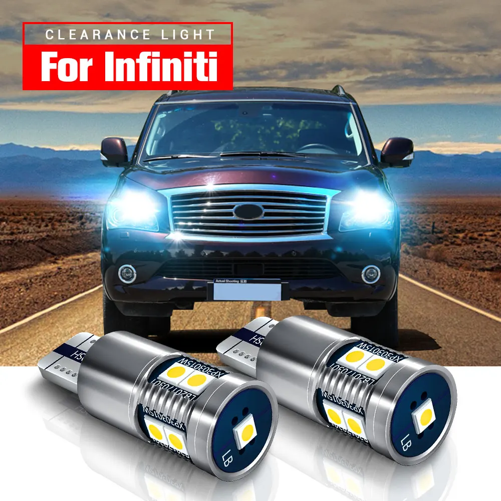 

2pcs LED Parking Light W5W T10 2825 Canbus For Infiniti G35 G37 G25 Q45 QX56 EX35 EX37 FX45 FX50 FX37 M45 M35 M37 M35H M56