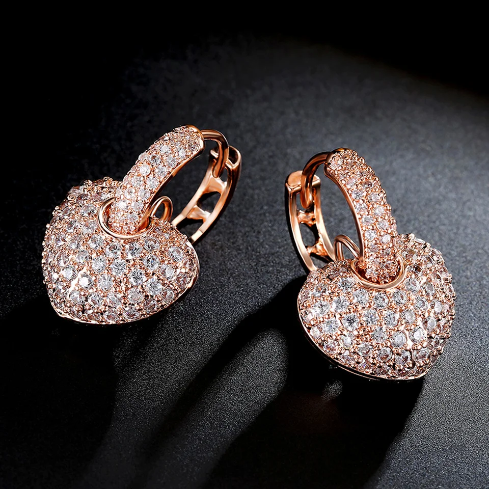 

Женские серьги-подвески с сердцем RAKOL, блестящие циркониевые серьги в форме сердца, модные ювелирные украшения для девочек, Подарок на годов...