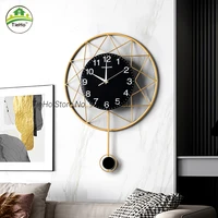 modern metal wall hanging clock pendulum clock living room hallway hotel home decoration crafts swingable wall clock watches