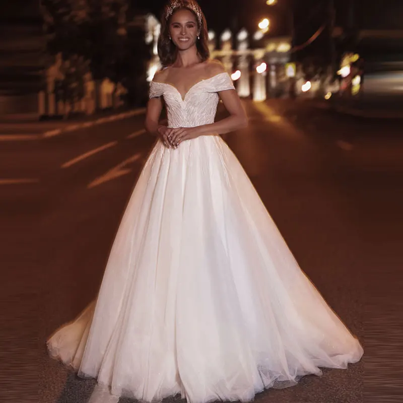 

Challoner Mordern Appliques Wedding Dresses For Women A-Line Sleeveless Vestido De Novia Floor Length Bridal Gown Custom Made