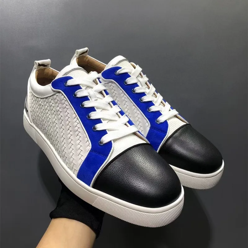 

Luxury shoes red bottom shoes color matching leather low-top men's shoes flat casual sneakers couple shoes