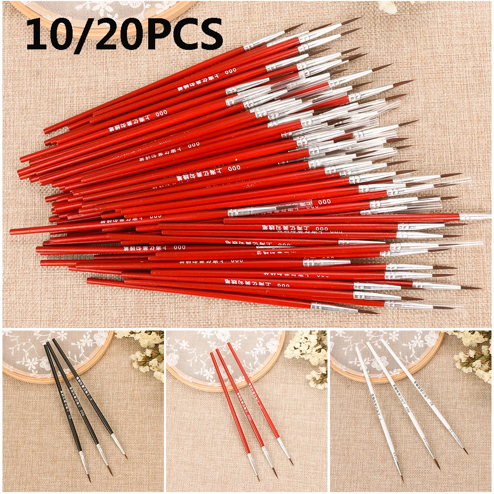 

10/20pcs Thin Hand Painted Nylon Painting Brush Hook Line Pen Paint Drawing