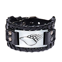 personality vintage viking braided leather bracelet for men punk adjustable amulet wristband cuff bangle talisman jewelry gift