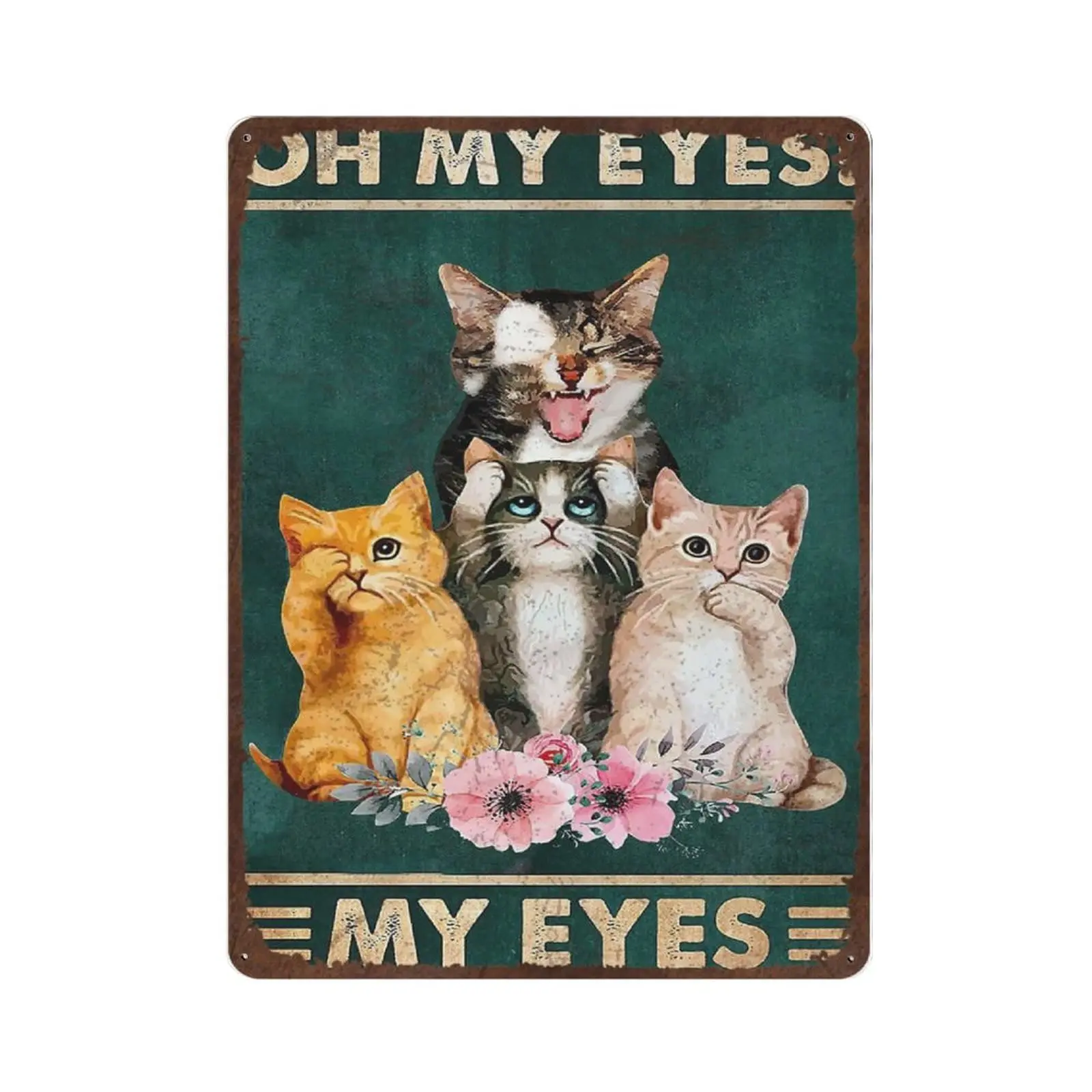 

Antique Durable Thick Metal Sign，Oh My Eyes Cat,Remember to Wipe Cat Tin Sign,Cat Funny Bathroom Decor，Novelty Signs for Home Ki