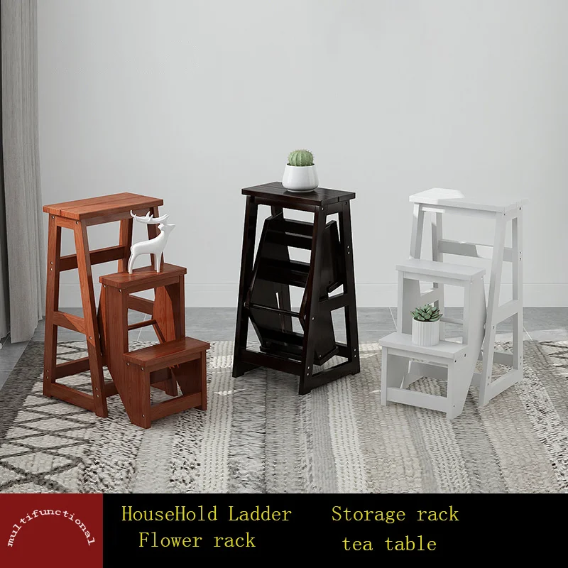 

Multifunctional solid wood stairs and stools, portable household furniture