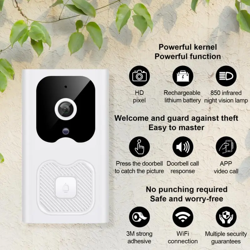 

Visual Smart Security Doorbell Real-time Monitoring 800mah Home Monitor Door Phone Voice Change Intercom With Night Vision
