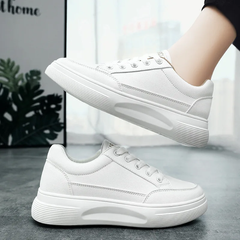 Купи White Platform Sneakers Women Trends 2022 Tennis Shoes Woman Lace Up Thick Sole Casual Sneakers Girls Trainers Vulcanized Shoes за 889 рублей в магазине AliExpress