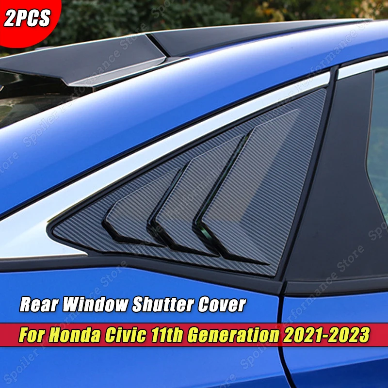 

Глянцевая черная наклейка на заднюю крышку затвора автомобиля, обшивка задних оконных жалюзи, Боковая Отделка вентиляционного отверстия для Honda Civic 11-го поколения 2021 2022 2023