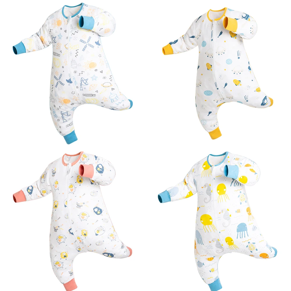 

Children's Pajamas Sleeping Bags Baby Cotton Long Sleeve Split Legs Sleepsacks Kids Anti-kick Quilt Bedding For Girls And Boys