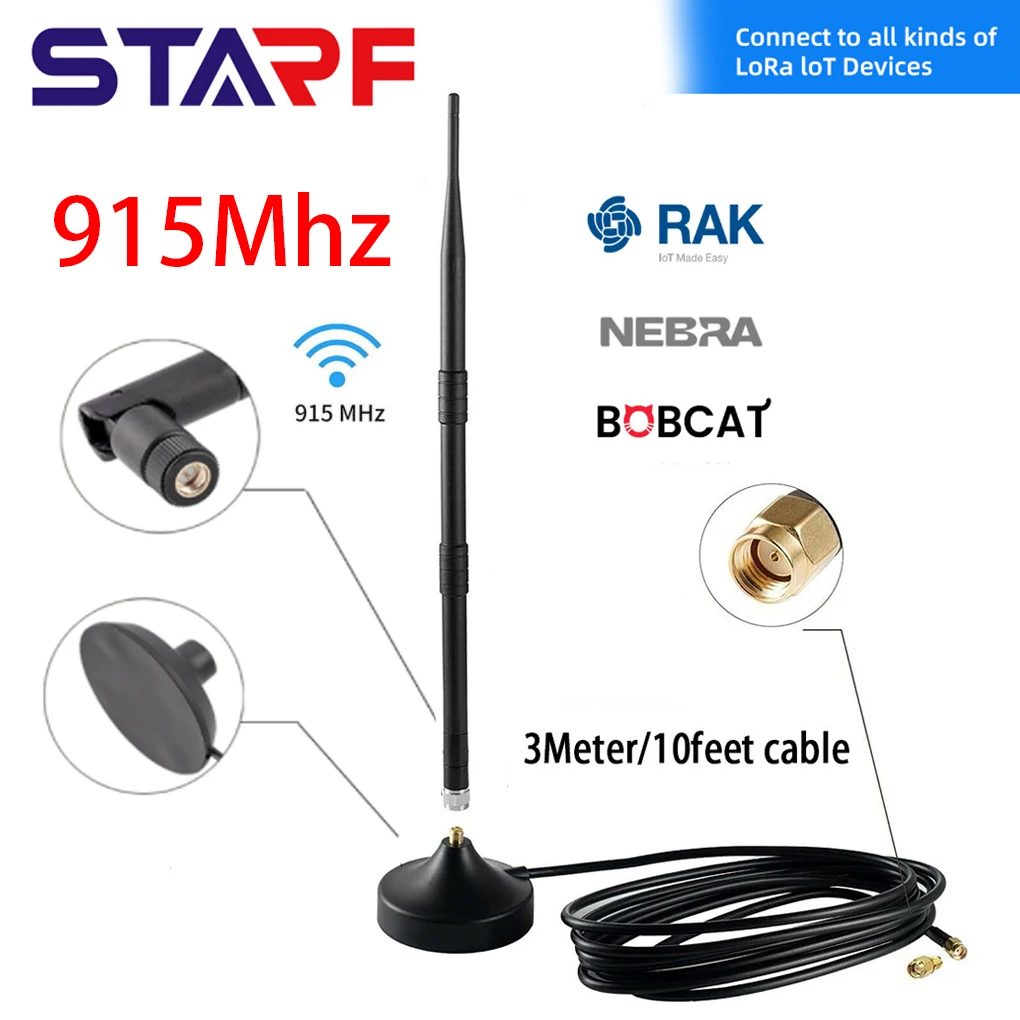 8dbi Indoor Antenna 915Mhz Helium Hotspot Miner High Performance Omni Magnet Base RP-SMA Male Antenna Kit Bobcat 300