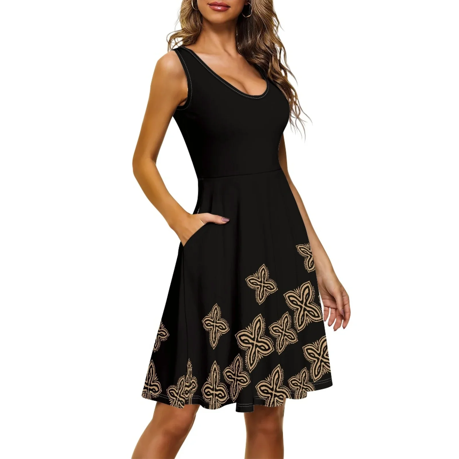 Женское платье без рукавов гибискус полинезийский Этнический фиджийский тотем