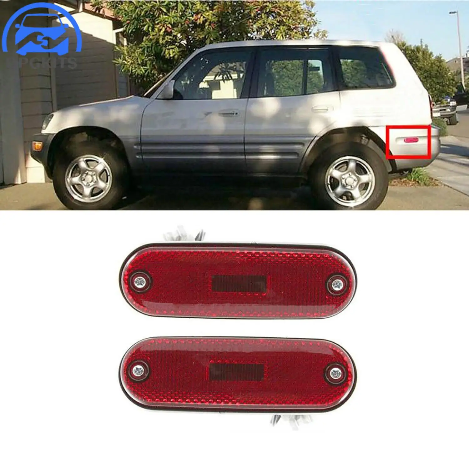 

Задний отражатель, боковой фонарь с лампочками для Toyota Rav4 81750-42010, запчасти для автомобилей, 2 шт., 81760-42010, 1996-2000