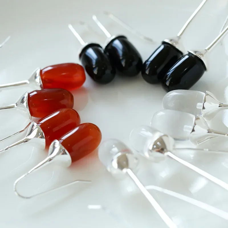 Французские винтажные прозрачные длинные серьги с каплями воды из натурального