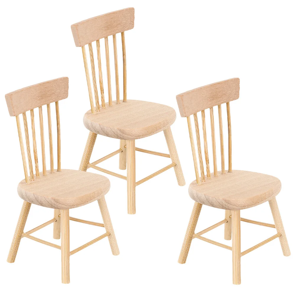 

Stool Miniature Bedroom Chair Wooden Model House Furniture Accessories Small