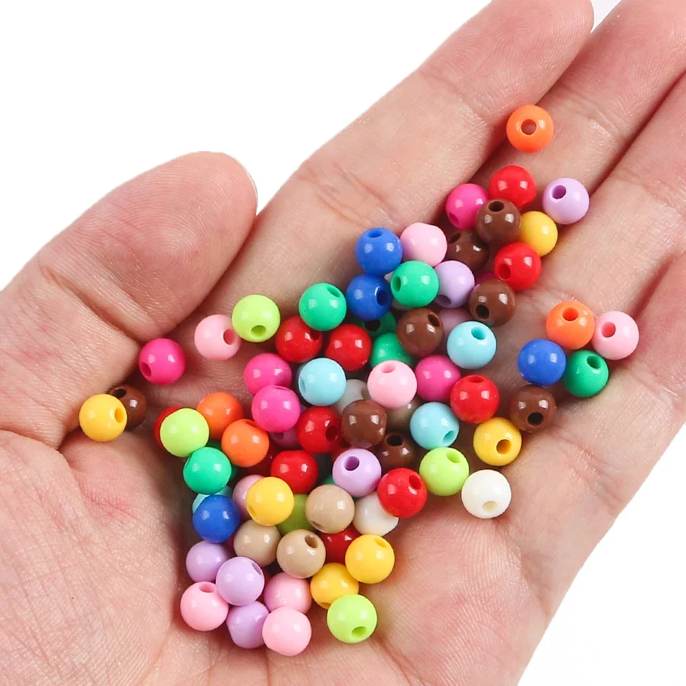200 шт. цветные акриловые светящиеся бусины круглые свободные бусины-разделители