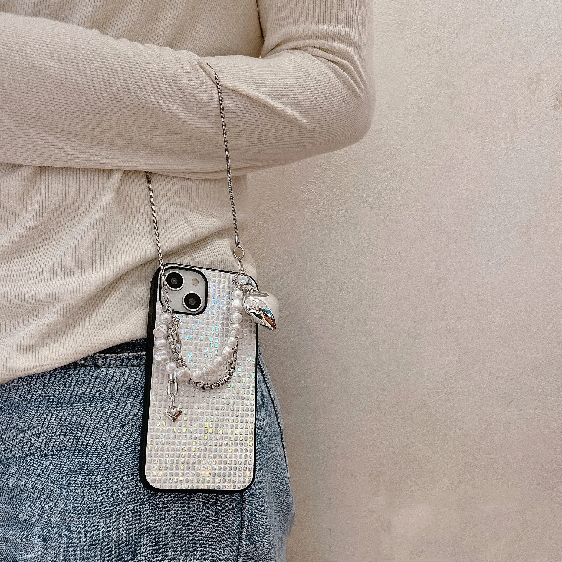 23 Роскошный милый лазерный чехол для телефона блестящая цепочка подходит Apple в