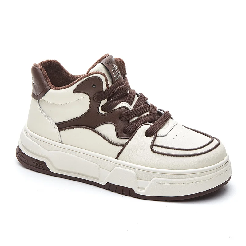 

Genuine Leather Small White Shoes 2022 New Hundred With Sports Spring And Autumn Casual Warm Plus Velvet High Help Board Shoes