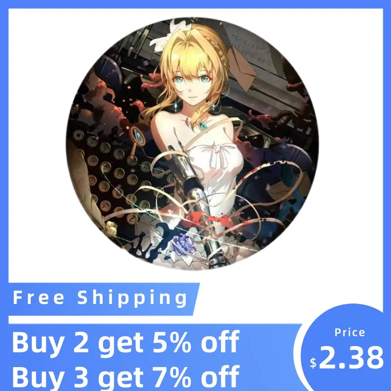 

58mm New Violet Evergarden Brooch Pins Anime Badge Cosplay Accessories