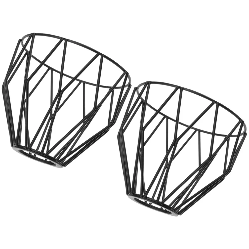 

2 Pcs Lampshade Pendant Light Shades Only Black Fixture Simple Bulb Cage Guard Wrought Iron