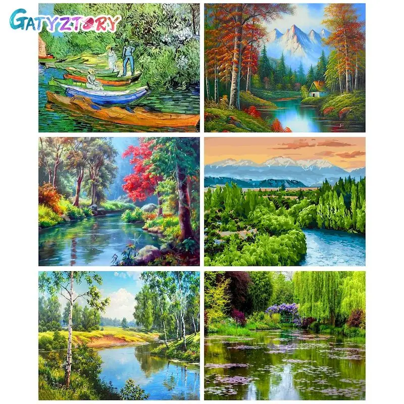 

GATYZTORY Paint By Number Lake Drawing On Canvas HandPainted Painting Art Gift DIY Pictures By Number Landscape Kits Home Decor