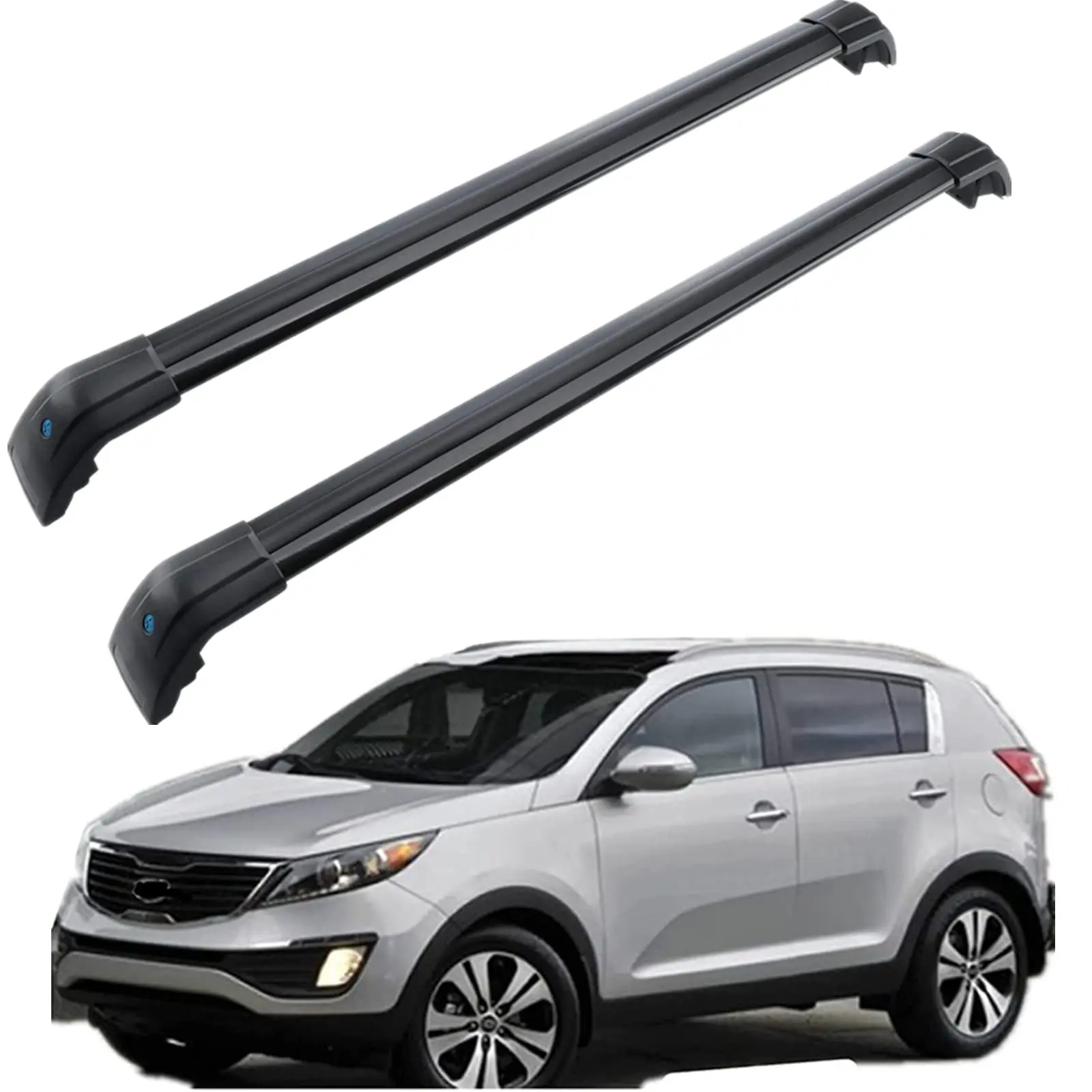 

MotorFansClub 2 PCS Roof Rack Cross Bar Luggage Cargo Rack Aluminum Lockable Car Roof Rack Fit
