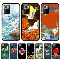 crane chinese style phone case for redmi note 10 9 8 6 pro 8t 5a 4x x 5 plus 7 7a 9a k20 cover