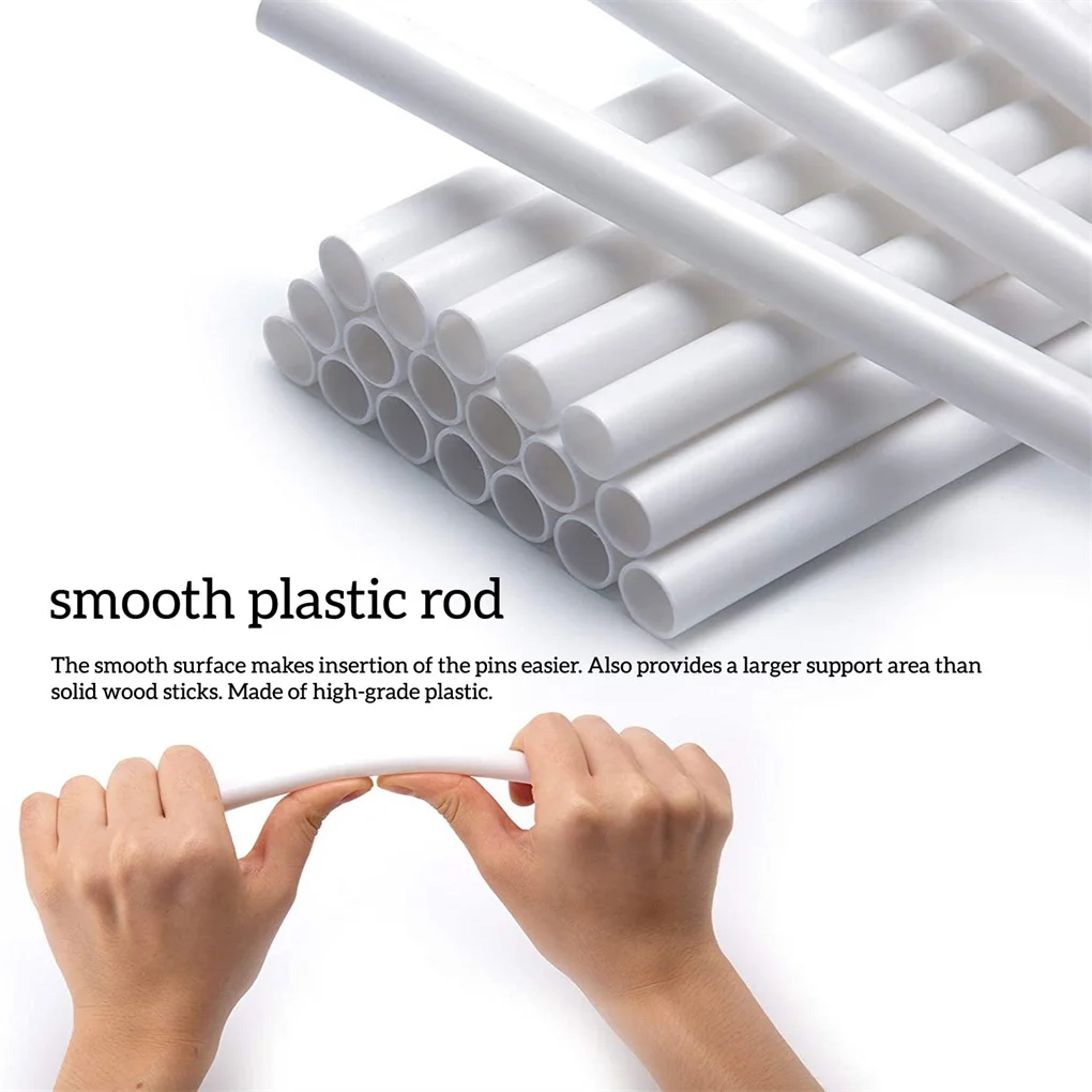 

24Pcs Cake Dowels White Plastic Cake Support Rods Round Dowels Straws with 0.4" Diameter Reusable cake stand