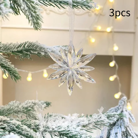 Набор из 3 прозрачных акриловых снежинок Navidad
