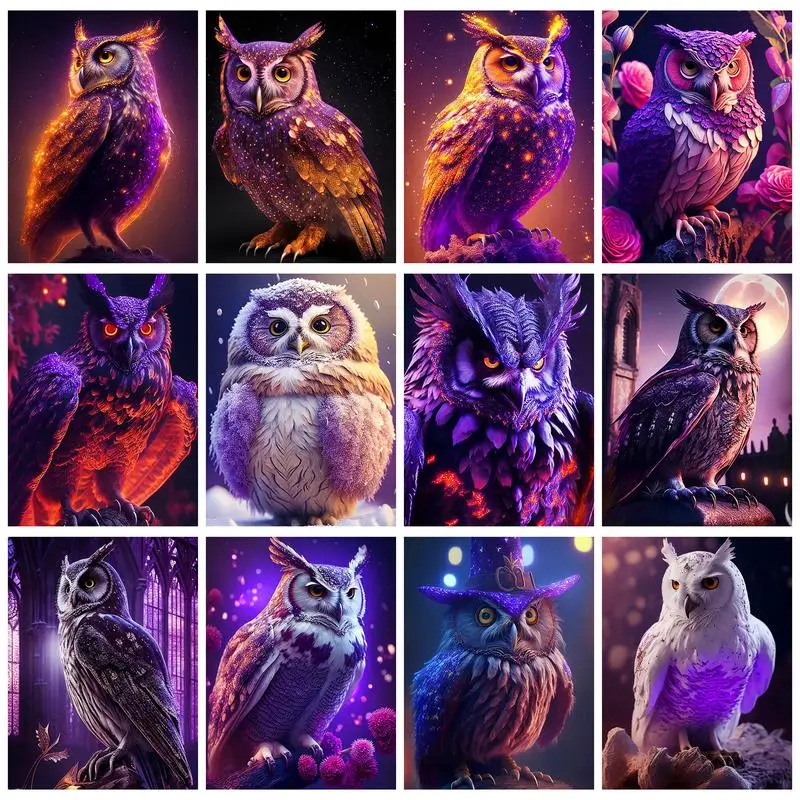 

RUOPOTY 5D Diamond Painting Owl Animal Full Round/Square Landscape Embroidery Sale Pictures Of Rhinestones Mosaic Wall Art