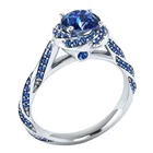Винтажное кольцо с синим кубическим цирконием, с серебряным покрытием, женское роскошное Ювелирное Украшение, особенная деталь для влюбленных