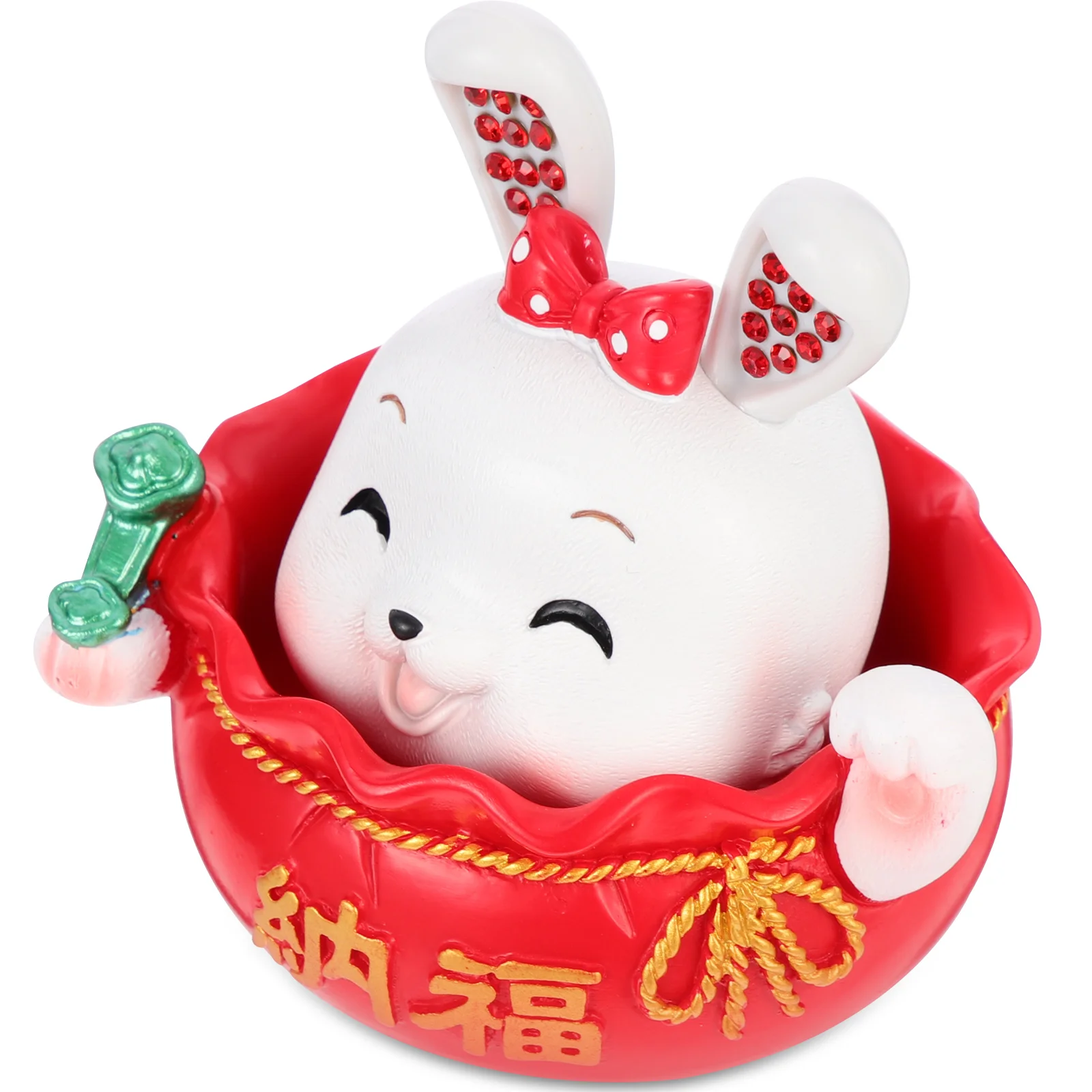 

Decor Bunny Rabbit Car Ornament Figure Resin Head Bobbing Desktop Shaking Heads Adornment Figurine Indoor Craft Animal Interior