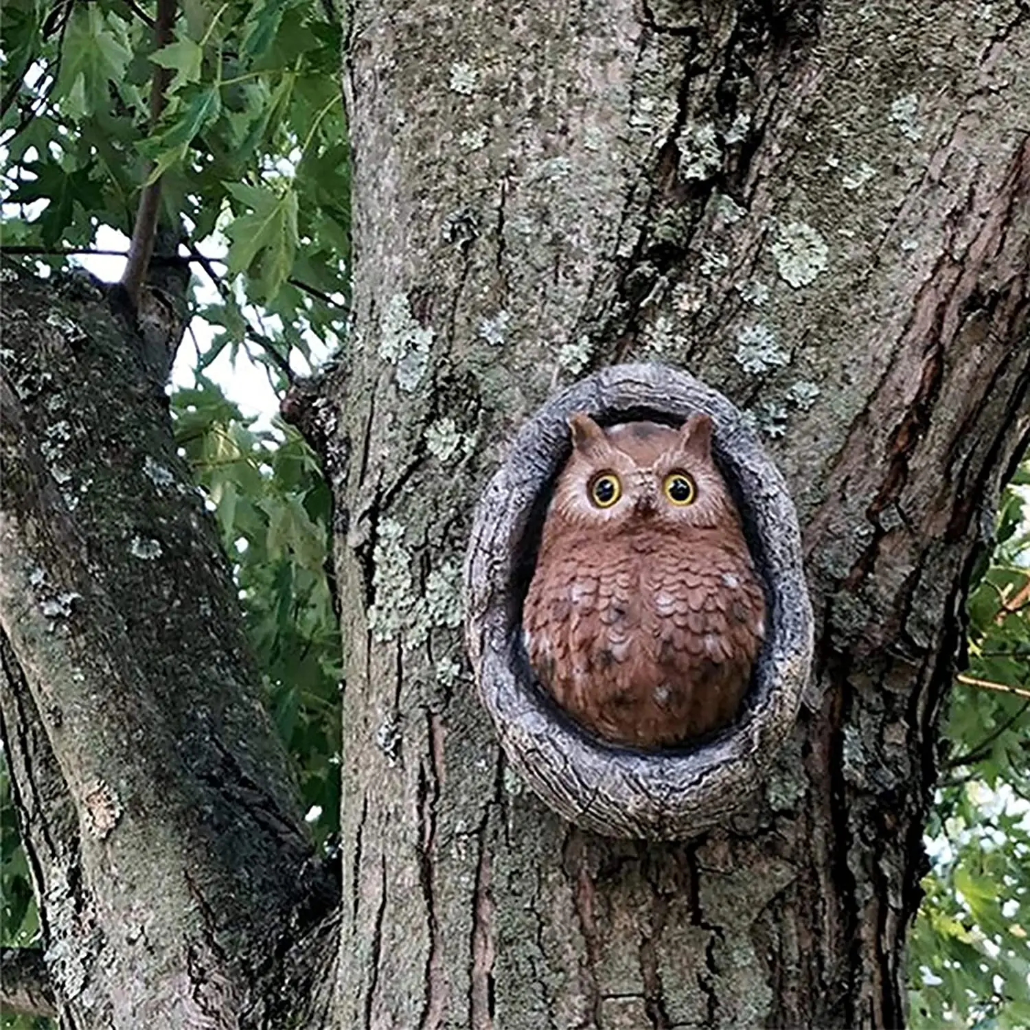 Owl Tree Hugger Statues,Garden Owl Tree Face Ornaments Resin Peeker Yard Art Outdoor Statue Whimsical Tree Animals Statues