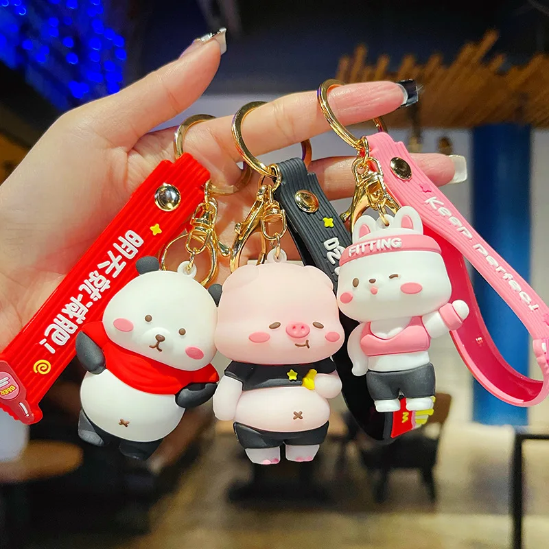 

2022 New Year of Animal Creative Keychain Men and Women Car Pendant School Bag PVC Soft Rubber Ornaments Free Shipping