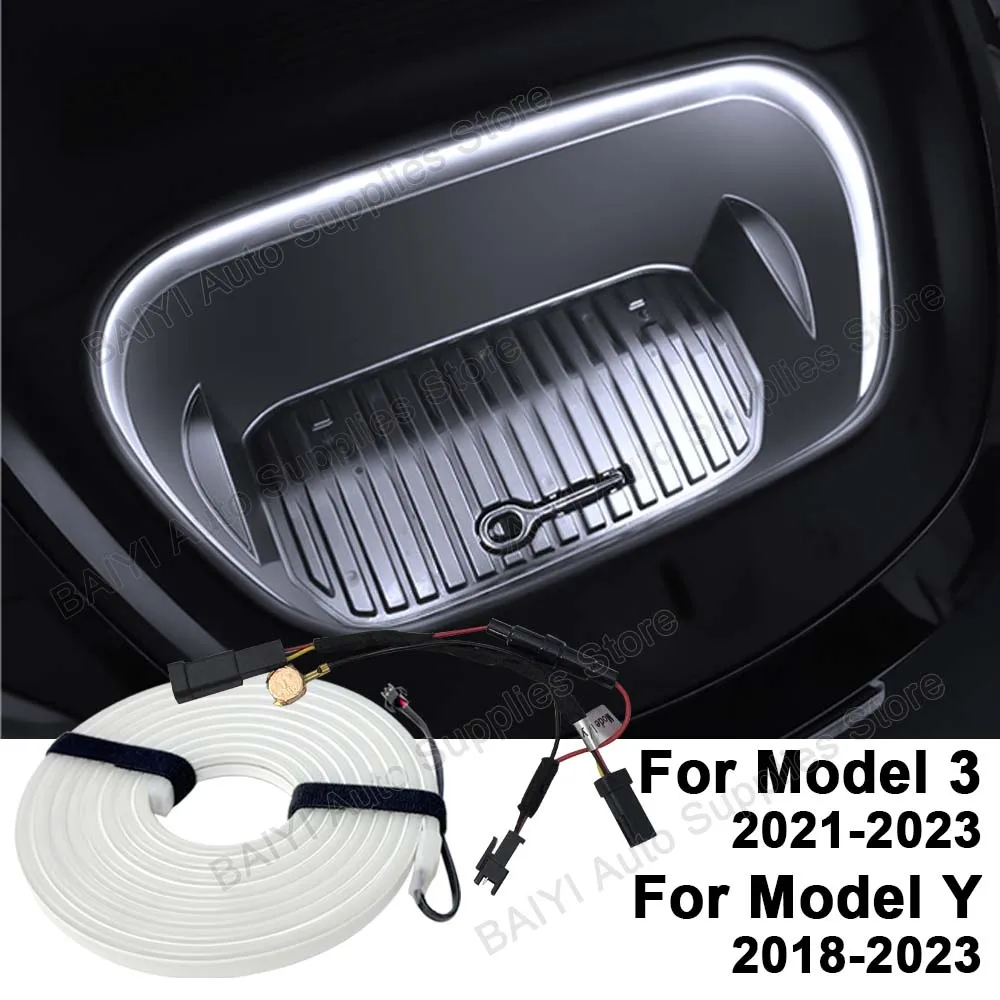 

Для Tesla Model 3 Highland 2021-2025 Model Y Launch Передний багажник Frunk Светодиодный окружающий свет Гибкая силиконовая полоса лампы