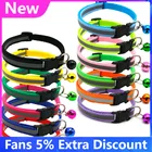 Светоотражающий ошейник для кошек, безопасный эластичный регулируемый ошейник из мягкого бархата, с подвеской и колокольчиком, для маленьких собак