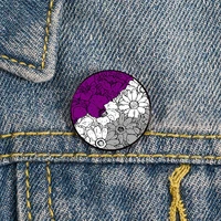 asexual pride flowers pin custom brooches shirt lapel teacher tote bag backpacks badge cartoon gift brooches pins for women