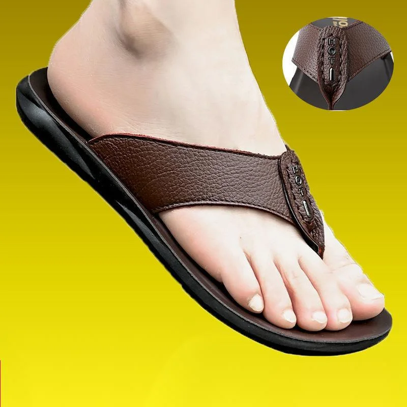Новинка мужские сандалии летние шлепанцы кожаные