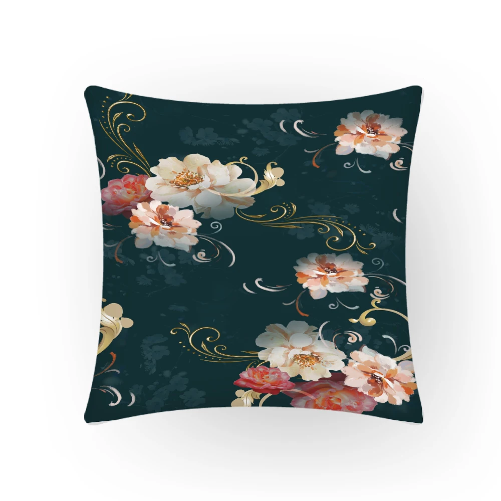 

Pillowcases for Pillows 45x45 Floral Nordic Polyster Linen Cushion Cover Home Decor Summer Artistic Flower Velvet Textile E2006