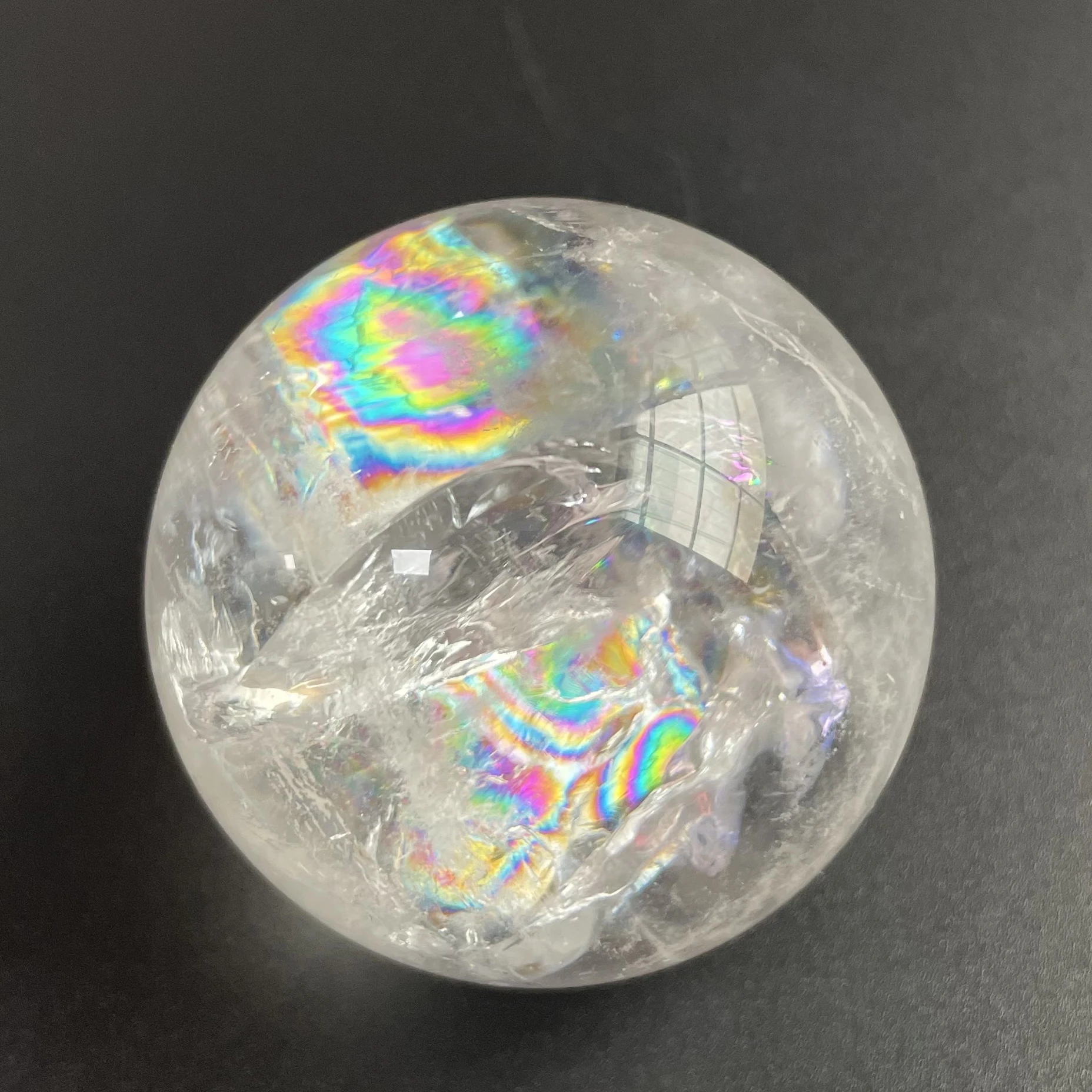 

130g Natural Stone Rainbow Sphere Clear Quartz Ball Polished Crystal Ball Reiki Healing Gift Room Decor Y65
