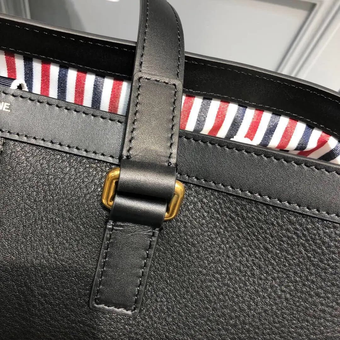 New TB Men Briefcase Bag Black Genuine Leather Trendy Business Briefcase Famous Brand Messenger Computer Laptop Handbag