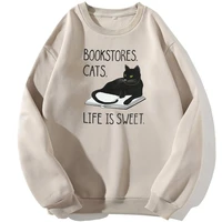 bookstores cats life is sweet black cat men hoodies sweatshirts hoodie sweatshirt crewneck winter autumn jumper pullover hoody
