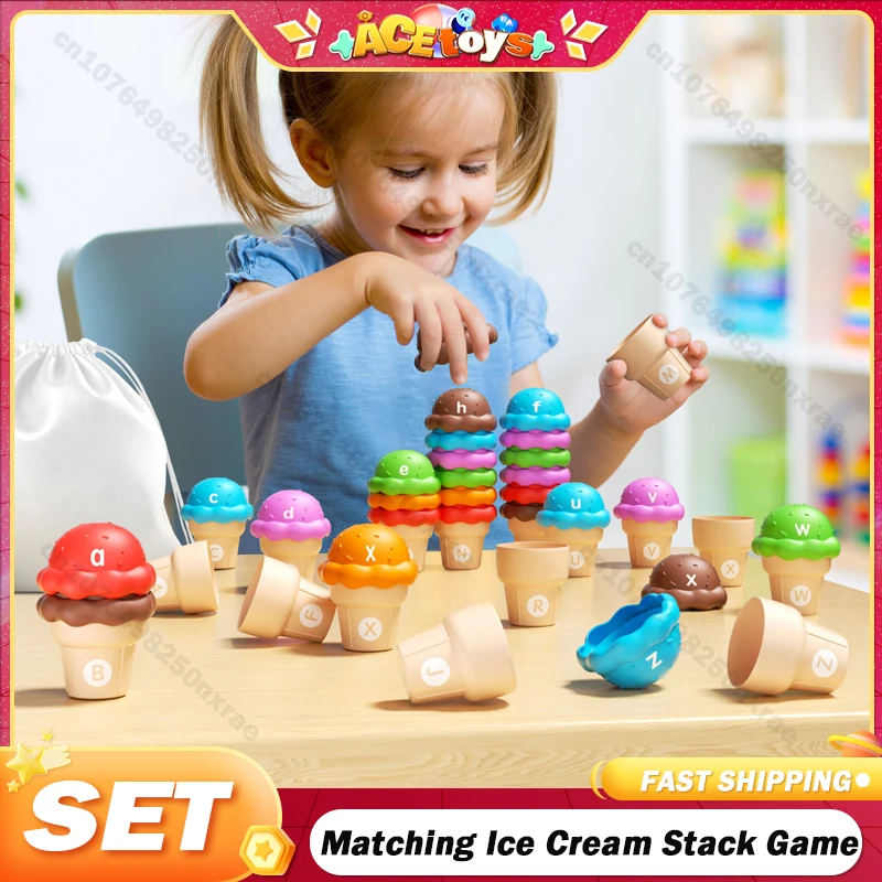 Соответствующая игра в столб мороженого Монтессори номинальный номер сенсорный