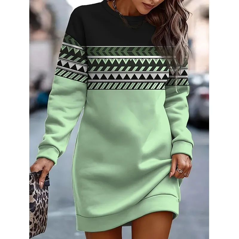 

New Bodycon Dress for Women Vestido Elegant Long Sleeve Office Dresses For Women Vintage Print Beach Party Dress Autumn Jurken