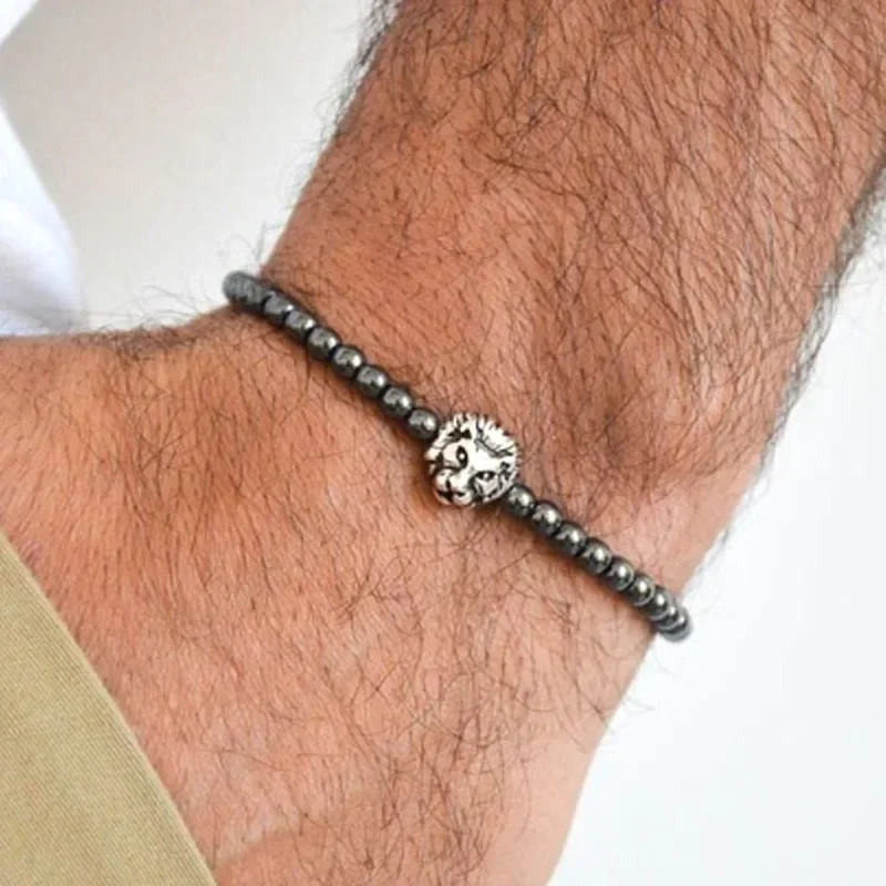 Подвеска в виде креста и короны браслет из бусин для мужчин магнит гематита