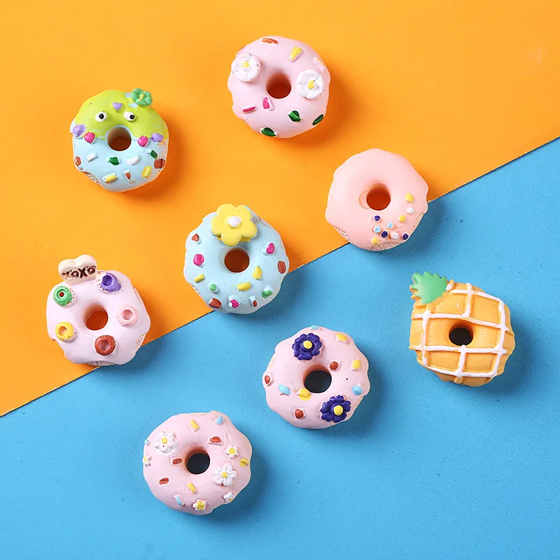 

10 шт. кавайные искусственные Пончики из смолы, скрапбукинг, плоский задний кабошон, аксессуары для рукоделия, украшения, украшение своими руками