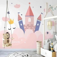 custom 3d mural wallpaper pink castle cartoon childrens room bedroom background wall painting mural wallpaper papel de parede