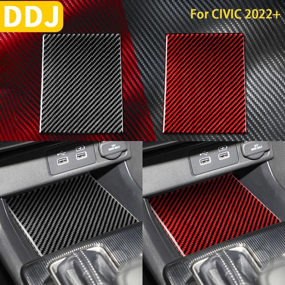 

Аксессуары для Civic 2022, центральное управление салона автомобиля из углеродного волокна, слот для хранения, панель, отделка, наклейка, украшение