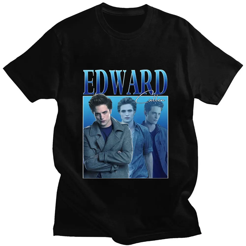 

Edward Cullen Hold on Tight Twilight Saga Robert Pattinson T-shirt Summer Cotton Fashion Vintage Loose Man T-shirts Streetwearar