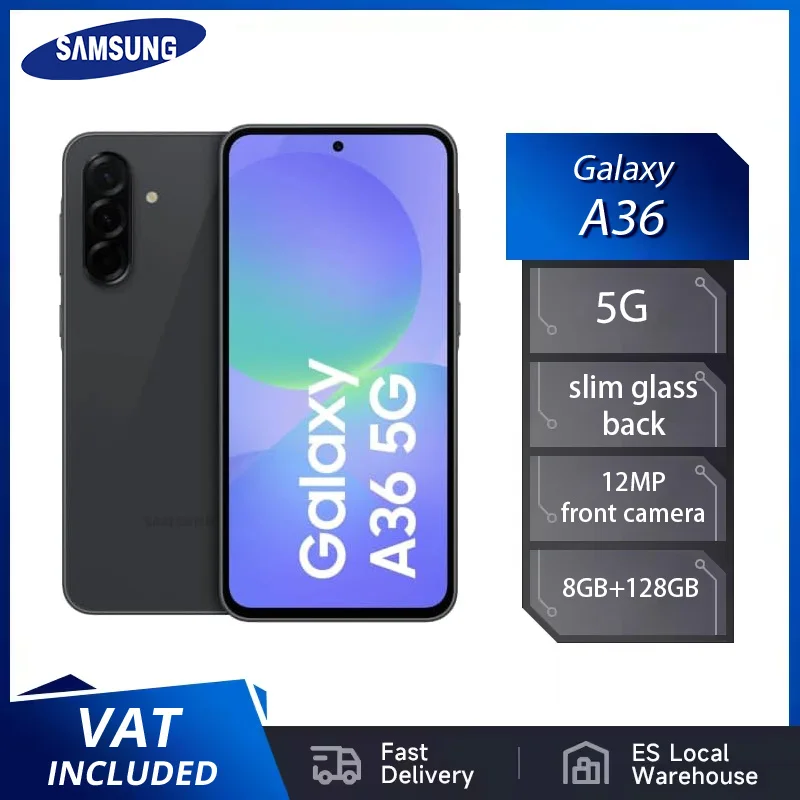 Samsung galaxy a36 5g - 8gb + 128gb 50mp camera 6.7" screen eu version samsung wallet slim glass back 5000mah battery IP67