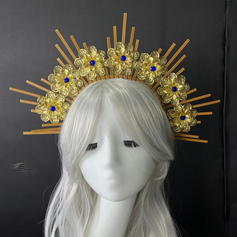 

Головной убор в виде богини Мэри гало, головной убор для свадебной вечеринки, повязка на голову, золотой костюм на Хэллоуин, звезда, головной...